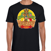 Hawaii party feestkleding t shirt   tiki bar Aloha   voor heren   zwart   verkleedkleding