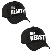 Her Beast en His beauty baseballcaps   zwart met witte tekst   volwassenen   bruiloft