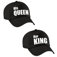 Her King en His Queen petten   zwart   voor volwassenen   Koningsdag   bruiloft   cadeau voor koppel