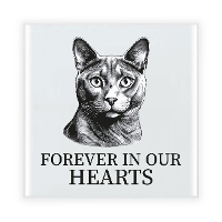 Herdenking cadeau tegel kattenliefhebber   Blauwe Rus kat/poes   zwart/wit   keramiek   15 cm
