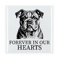 Herdenkings cadeau tegel   hondenliefhebber   Engelse Bulldog   zwart/wit   keramiek   15 cm