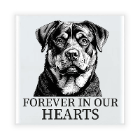 Herdenkings cadeau tegel   hondenliefhebber   Rotweiler hond   zwart/wit   keramiek   15 cm
