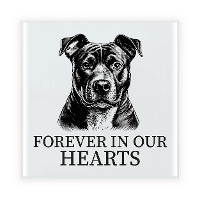 Herdenkings cadeau tegel   hondenliefhebber   Staffordshire Bull Terrier   zwart/wit   keramiek   15