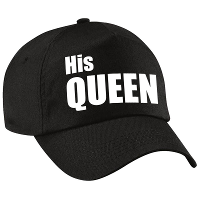 His Queen tekst petje   baseball cap   zwart   voor dames   Bruiloft of Koningsdag