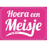 Hoera een meisje ansichtkaart   wenskaart   geboorte   geboren   kraamcadeau   A5   roze   karton