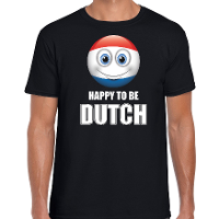 Holland emoticon Happy to be Dutch landen t shirt zwart heren