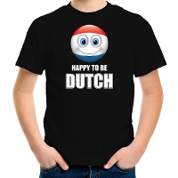 Holland emoticon Happy to be Dutch landen t shirt zwart kinderen