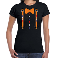 Holland kostuum t shirt zwart voor dames   Koningsdag shirts