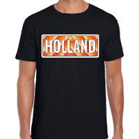 Holland / Oranje supporter t shirt zwart voor heren