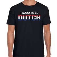 Holland Proud to be Dutch landen t shirt   zwart   heren   Nederlandse vlag kleding