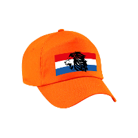 Holland supporter pet / cap met de oranje leeuw en Nederlandse vlag   EK / WK voor volwassenen