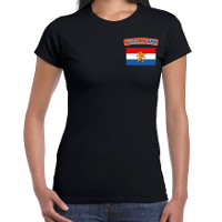 Holland t shirt met vlag zwart op borst voor dames