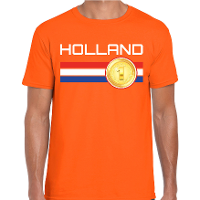 Holland thema vlag landen t shirt   oranje   heren   koningsdag   korte mouwen