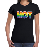 Hot gay pride t shirt zwart voor dames