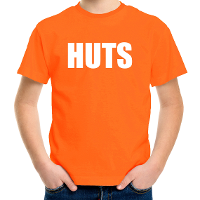 HUTS tekst t shirt oranje voor kids