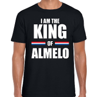 I am the King of Almelo Koningsdag t shirt zwart voor heren