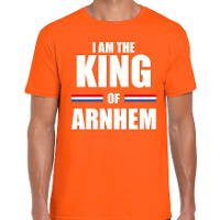 I am the King of Arnhem Koningsdag t shirt oranje voor heren