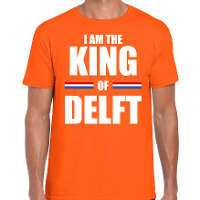 I am the King of Delft Koningsdag t shirt oranje voor heren