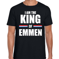 I am the King of Emmen Koningsdag t shirt zwart voor heren