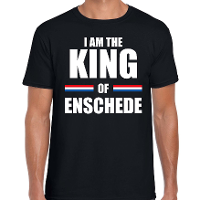 I am the King of Enschede Koningsdag t shirt zwart voor heren