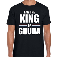 I am the King of Gouda Koningsdag t shirt zwart voor heren