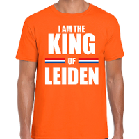 I am the King of Leiden Koningsdag t shirt oranje voor heren