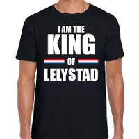 I am the King of Lelystad Koningsdag t shirt zwart voor heren