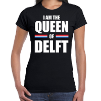 I am the Queen of Delft Koningsdag t shirt zwart voor dames