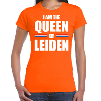 I am the Queen of Leiden Koningsdag t shirt oranje voor dames