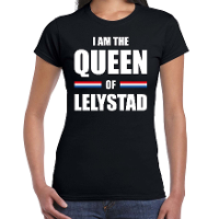 I am the Queen of Lelystad Koningsdag t shirt zwart voor dames