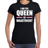 I am the Queen of Maastricht Koningsdag t shirt zwart voor dames