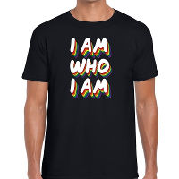 I am who i am gay pride t shirt zwart voor heren