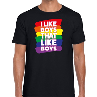 I like boys that like boys gay pride t shirt zwart heren