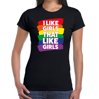 I like girls that like girls gay pride t shirt zwart voor dames