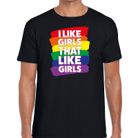 I like girls that like girls gay pride t shirt zwart voor heren