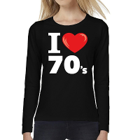 I love 70s / seventies long sleeve t shirt zwart dames