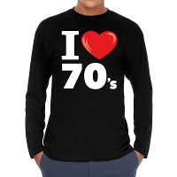 I love 70s / seventies long sleeve t shirt zwart heren