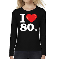 I love 80s / eighties long sleeve t shirt zwart dames