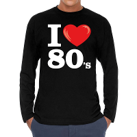I love 80s / eighties long sleeve t shirt zwart heren