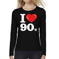 I love 90s / nineties long sleeve t shirt zwart dames
