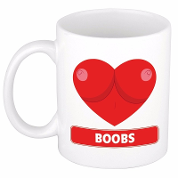 I Love Boobs   koffiemok   borsten thema beker   300 ml   Foute collega cadeau