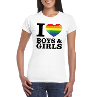 I love boys & girls regenboog t shirt wit dames