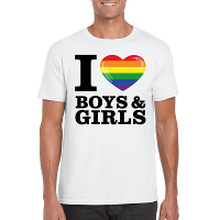I love boys & girls regenboog t shirt wit heren