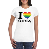 I love girls regenboog t shirt wit dames