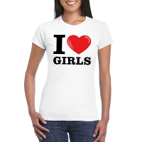 I love girls t shirt wit dames
