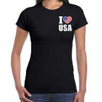 I love usa t shirt Amerika zwart op borst voor dames