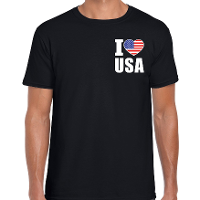 I love usa t shirt Amerika zwart op borst voor heren