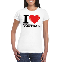 I love voetbal t shirt wit dames