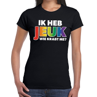 Ik heb jeuk wie krabt me gay pride t shirt zwart voor dames
