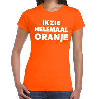 Ik zie helemaal oranje tekst t shirt dames